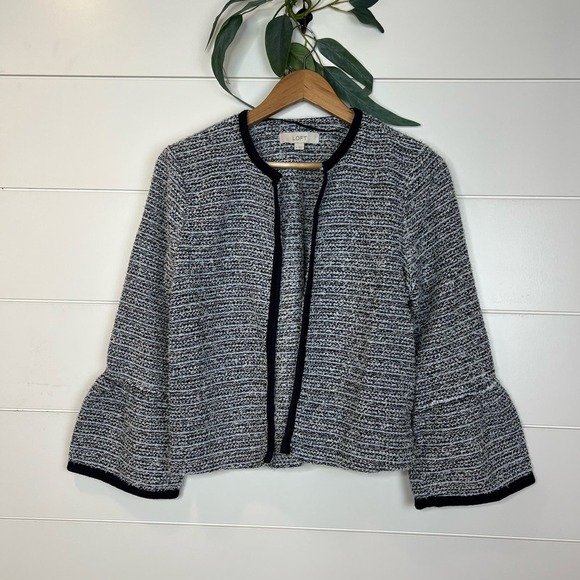 LOFT Lady Jacket in Blue Knit Material with Flare Sleeves - Size M - Picture 1 of 6